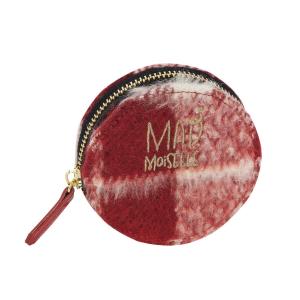 PORTAMONETE ROUND CHECK QUADRETTI ROSSO E BIANCO