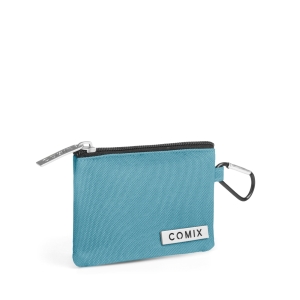 PORTAMONETE CON MOSCHETTONE MONOCOLORE AZZURRO AVIO COMIX