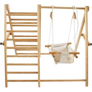 STRUTTURA IN LEGNO PER ARRAMPICATA 2 IN 1 REGOLABILE IN ALTEZZA, PIEGHEVOLE