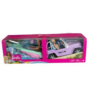 BARBIE - PLAYSET CON 2 BAMBOLE, MOTOSCAFO E JEEP