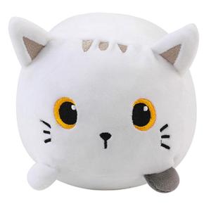 CUSCINO PELUCHE PICCOLO GATTO BIANCO/GRIGIO