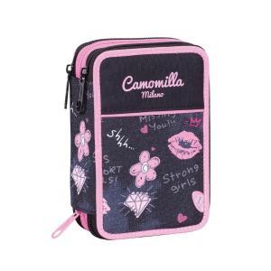 ASTUCCIO 3 ZIP CAMOMILLA FLOWERS AND DIAMONDS