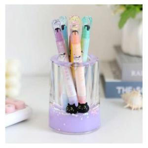 PORTAPENNE CON LIQUIDO LILLA CON GATTINO NERO XL1918A