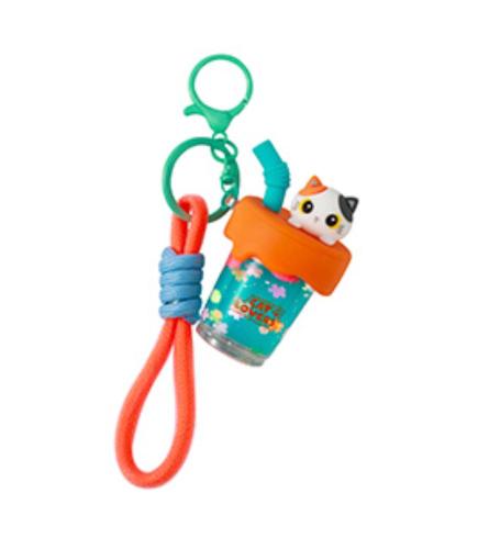 PORTACHIAVI BUBBLE TEA GATTINO BIANCO/ARANCIONE - XL3087A