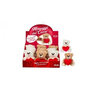 ORSETTO CHE REGISTRA H15 CM ASSORTITI IN 2 COLORI SAN VALENTINO