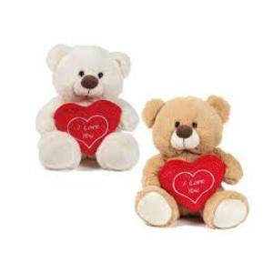 ORSO 2 COLORI H23 CM CON TASCA CUORE CON VELCRO SAN VALENTINO