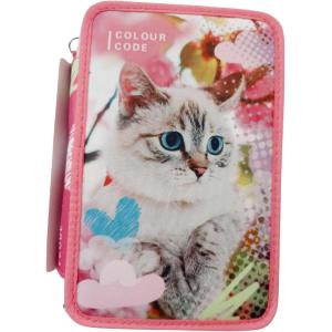 ASTUCCIO 3 ZIP COLOUR CODE ANIMAL SNAPSHOT ROSA GATTINO