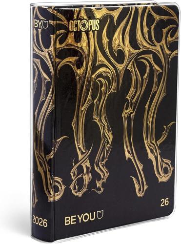 DIARIO AGENDA BE YOU OCTOPUS EASY DATATO COLORE NERO E ORO