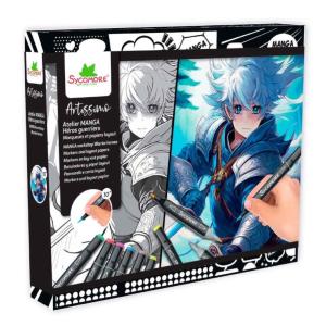 SYCOMORE - A SCUOLA DI MANGA EROI E GUERRIERI - PENNARELLI E FOGLI CON GRIGLIA