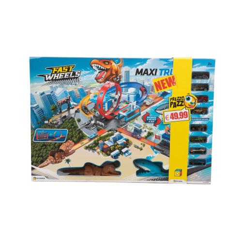 PREZZO PAZZO - FAST WHEELS  PISTA PLAYSET CON DINO