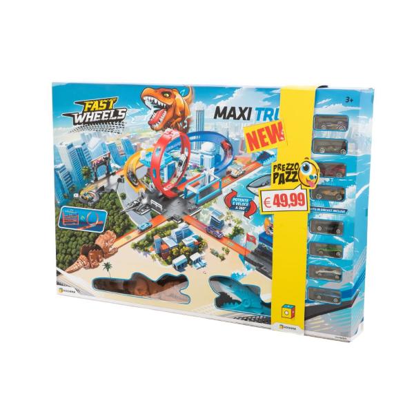 PREZZO PAZZO - FAST WHEELS  PISTA PLAYSET CON DINO
