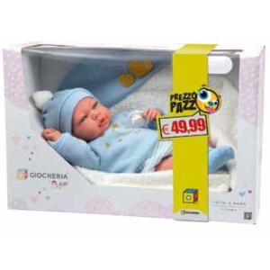 PREZZO PAZZO ARIAS - REBORN BEBÈ 40 CM CORPO MORBIDO TUTINA AZZURRA