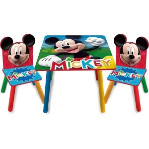 TAVOLO E SEDIE IN LEGNO MICKEY MOUSE TOPOLINO TAVOLINO WD14004