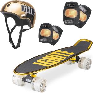 SKATEBOARD IGNITE COMBO PACK CHROMA GOLD SKATE + CASCO + PROTEZIONI
