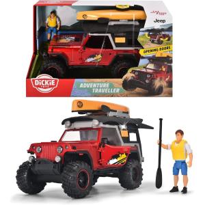 SET JEEPSTER COMMANDO ROSSO ADVENTURE TRAVELLER IN SCALA 1:24 + PERSONAGGIO