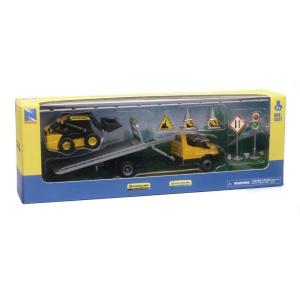 CAMION IVECO DAILY ROLL-OFF CON NEW HOLAND B110C E NEW HOLLAND SKID STEER SCALA 1:32