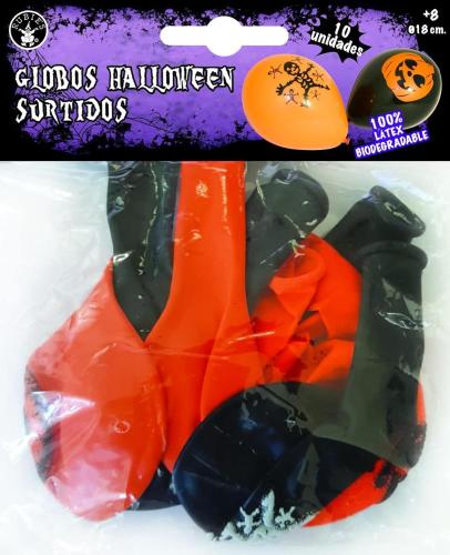PALLONCINI DECORATI HALLOWEEN ASSORTITI (10 PZ) - EXP_6190
