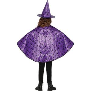 SET STREGA CAPPELLO MANTELLO 50 CM BAMBINA VIOLA