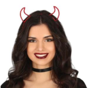 CERCHIETTO CORNA DIAVOLO CON PERLINE METALLO