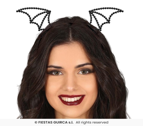 CERCHIETTO PIPISTRELLO CON PERLINE METALLO