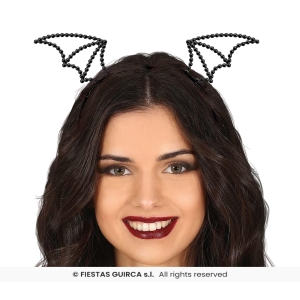 CERCHIETTO PIPISTRELLO CON PERLINE METALLO