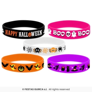 CONFEZIONE 5 BRACCIALI HALLOWEEN IN SILICONE ASSORTITO