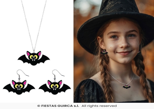 KIT ORECCHINI E COLLANA HALLOWEEN - PIPISTRELLI