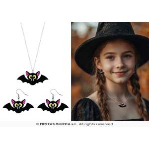 KIT ORECCHINI E COLLANA HALLOWEEN - PIPISTRELLI