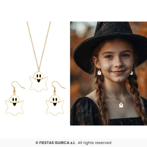 KIT ORECCHINI E COLLANA HALLOWEEN - FANTASMA