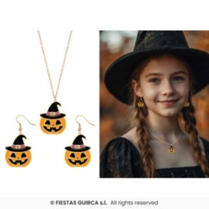 KIT ORECCHINI E COLLANA HALLOWEEN - ZUCCA