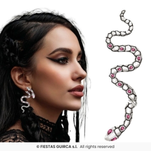 ORECCHINI SERPENTE, ARGENTO, 6 CM