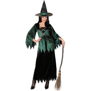 COSTUME STREGA - TOP CON RAGNO LUMINOSO, PANTALONI, CAPPELLO - TAGLIA S