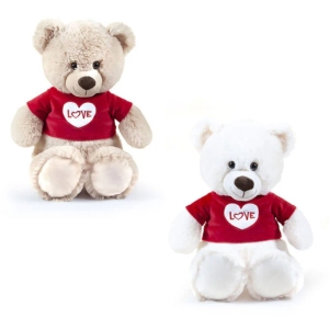 ORSO L60 CM 2 COLORI ASSORTITI CON T-SHIRT ROSSA SCRITTA LOVE SAN VALENTINO