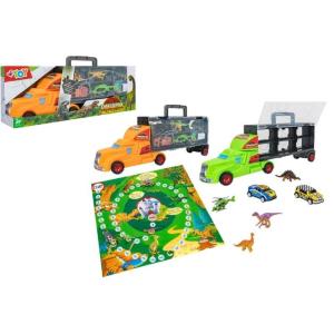WTOY CAMION C/VEICOLI E DINOSAURI 6PZ 2 COL C/MAPPA