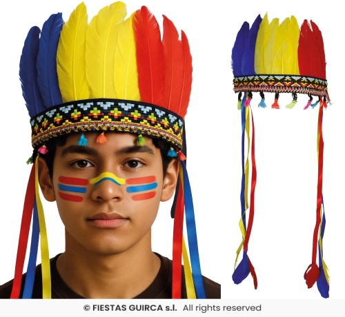 COPRICAPO INDIANO CON PIUME MULTICOLORE
