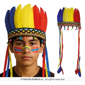 COPRICAPO INDIANO CON PIUME MULTICOLORE