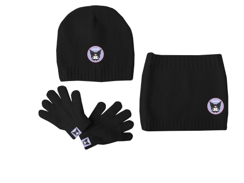 SET CAPPELLO SCALDACOLLO E GUANTI PUFFY KUROMI