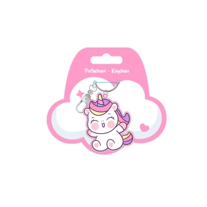 PORTACHIAVI CON STRASS E CHARMS UNICORNO