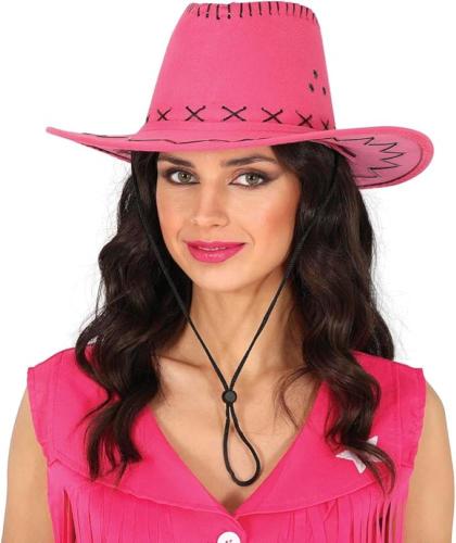 CAPPELLO COWBOY FUCSIA CON RICAMI SIMILPELLE