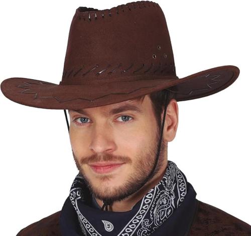 CAPPELLO COWBOY MARRONE SCURO CON CUCITURE