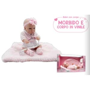BAMBOLA EVA COLLECTION NEWBORN DELUXE CON VESTITINO ROSA E BIANCO