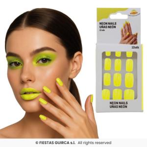 12 UNGHIE NEON GIALLO, ADULTO