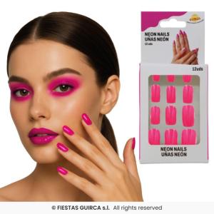 12 UNGHIE NEON ROSA, ADULTO