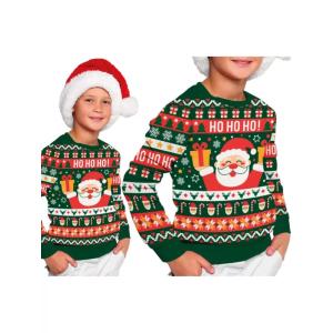 MAGLIONE NATALE "HO HO HO" BABBO NATALE BAMBINO TAGLIA 3-4 ANNI