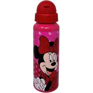 BORRACCIA ALLUMINIO CON CANNUCCIA 550 ML MINNIE CON FANTASIA A POIS E CUORE