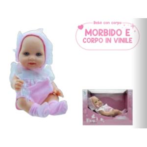 BAMBOLA EVA NEWBORN VESTITINO ROSA CON MERLETTO