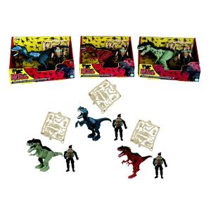 DINO WORLD - DINOSAURO CON PERSONAGGIO E ACCESSORI