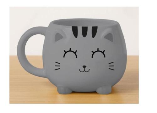 TAZZA CHUNKY GREY CAT GATTO GRIGIO