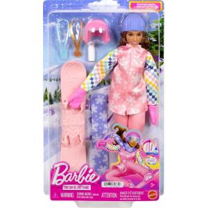 BARBIE CARRIERA BAMBOLA CON COMPLETO DA SNOWBOARD ROSA