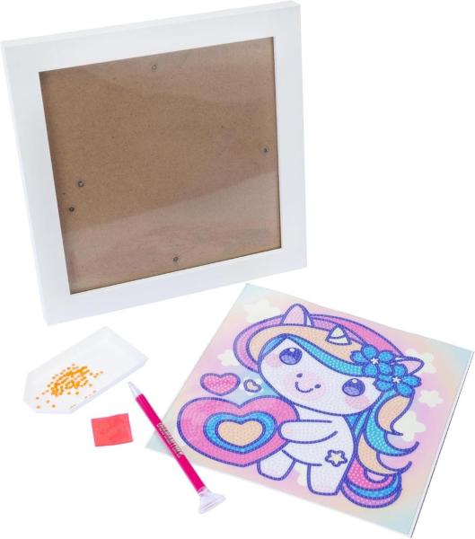 DIAMANTINY KAWAII UNICORNO CON CUORE SU TELA MULTICOLORE